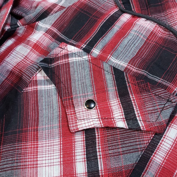 Ely Cattleman Pearl Snap Western Shirt Men S Red Black Embroidered Southwest - Picture 7 of 11